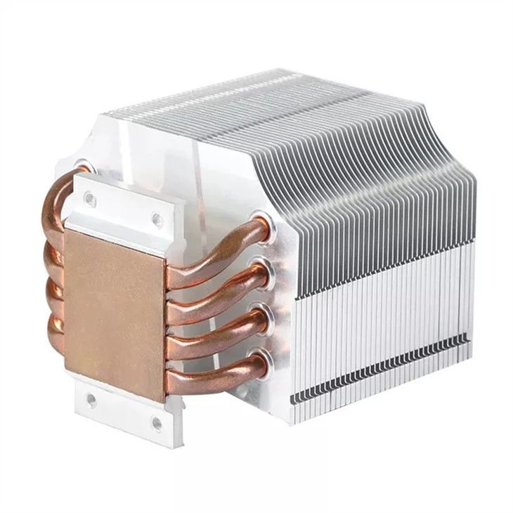 Aluminum Zipper Fin Heatsink With Heat Pipes